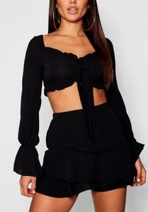New Sexy BLACK two piece Ruffle shorts and top